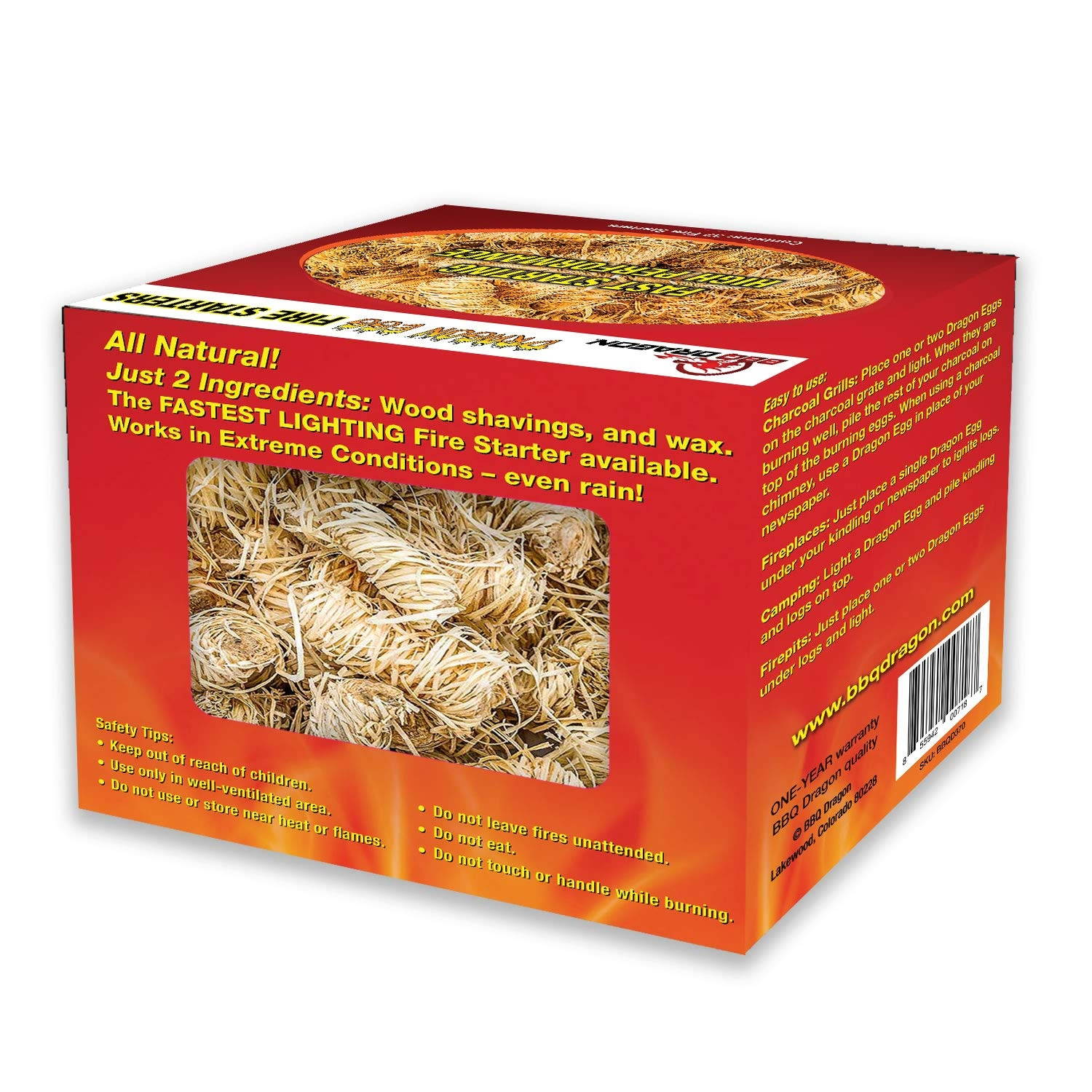 BBQ Dragon Dragon Egg Fire Starter - Fastest Charcoal Starter for Charcoal Grill, Kamado Grills,BBQ Grill, Camping Stove, Green Egg, Grill Lighter Lights Easy, Burns Hot 1500F, Quality - 32 Pack