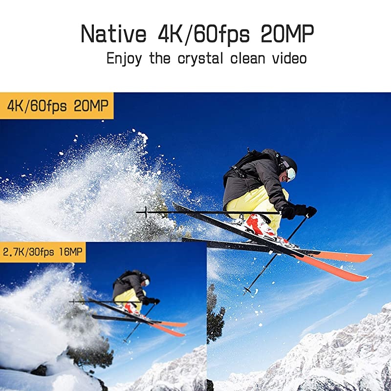X30 Action Camera Native 4K 60fps 20MP WiFi with EIS Touch Screen Waterproof Camera 40M, 2x1350mAh Batteries and Professional Accessories
