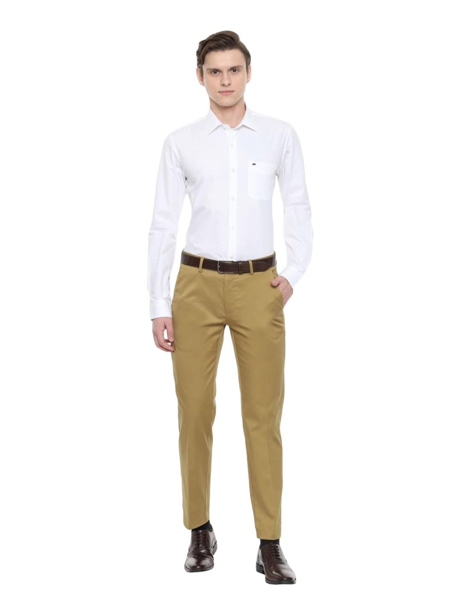 Louis Philippe Permapress Khaki Slim Fit  Trousers