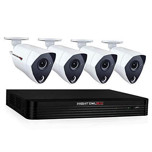 night owl cl84p24k channel 4k ultra hd wired smart security dvr with 2 tb hard drive and 4x 4k ultra hd wired infrared cameras