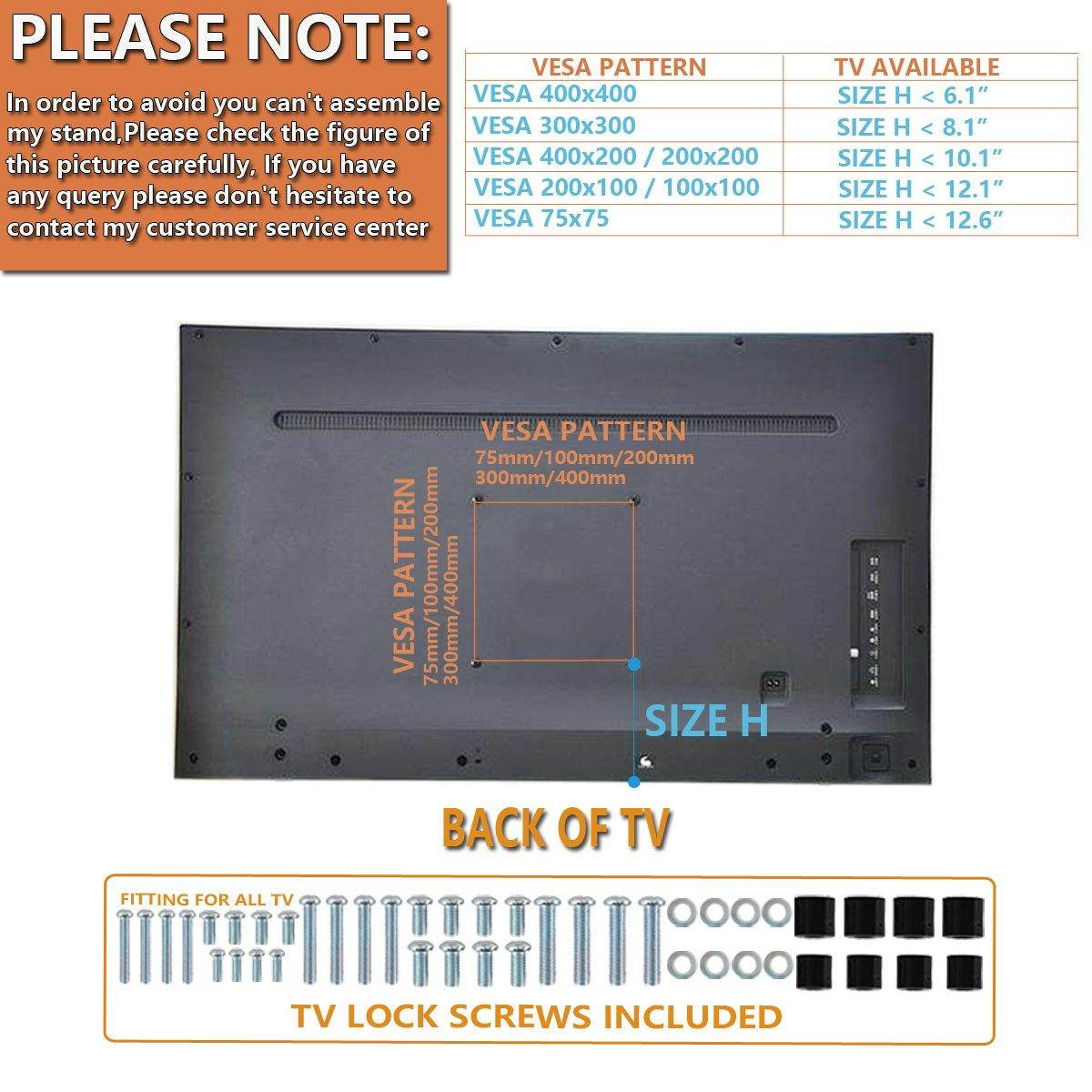 Hemudu Universal Swivel TV Stand/Base Table Top TV Stand for 21 to 43 inch TVs with 90 Degree Swivel, 4 Level Height Adjustable, Heavy Duty Tempered Glass Base, Holds up to 99lbs, HT02B-002