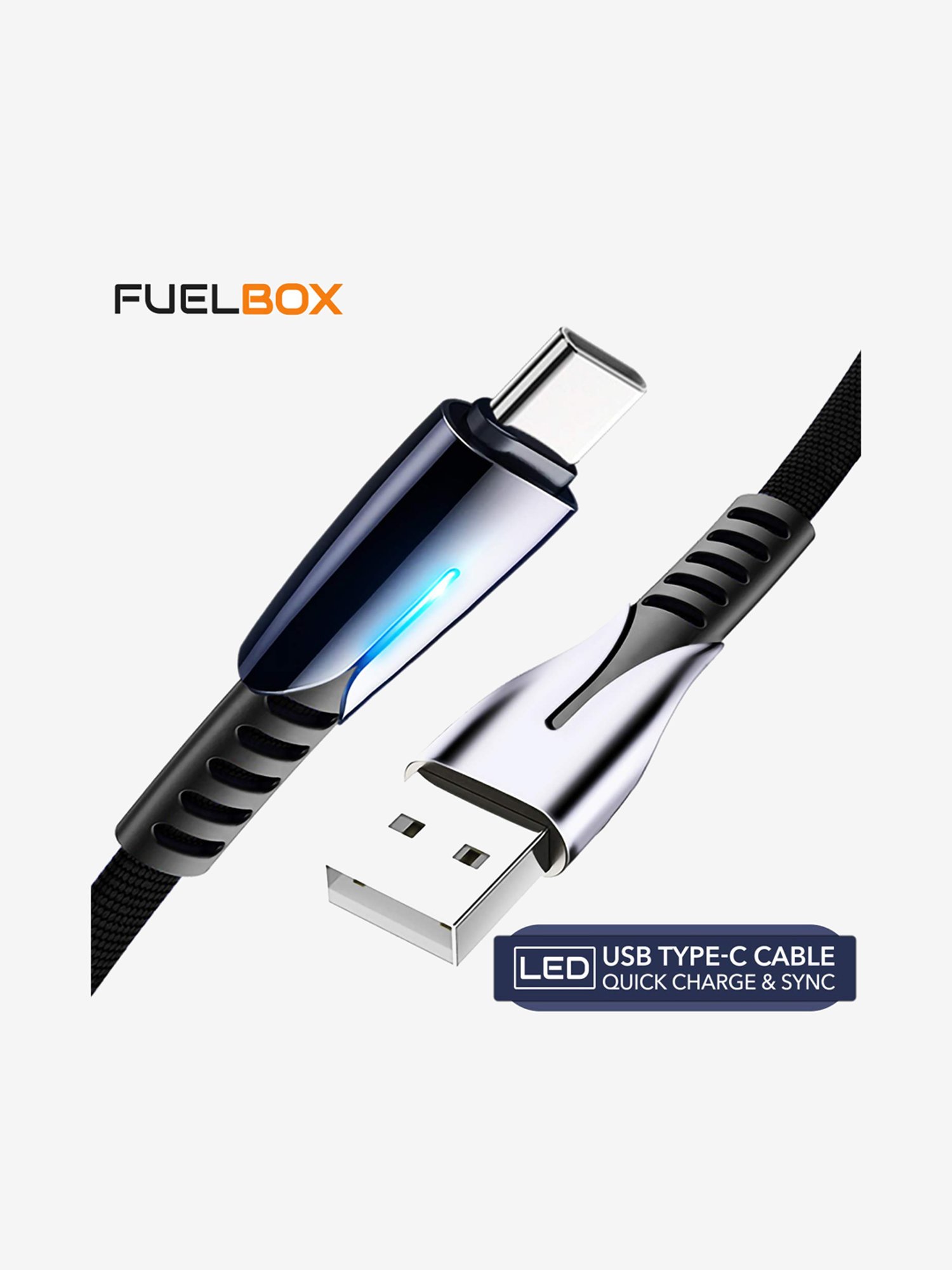 Fuelbox Nylon Extra Tough Tested Braided Cable With Ultra Flexible 1.5M (Black)