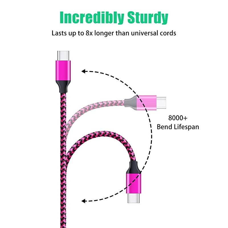 Type C Cable 3Pack 6FT Nylon Braided Phone Charger Cord Charging Cables Compatible for Samsung Galaxy S10 S9 S8 Plus Note 9 8 LG V50 V40 G6 Google Pixel Nexus 5X 6P Moto and More