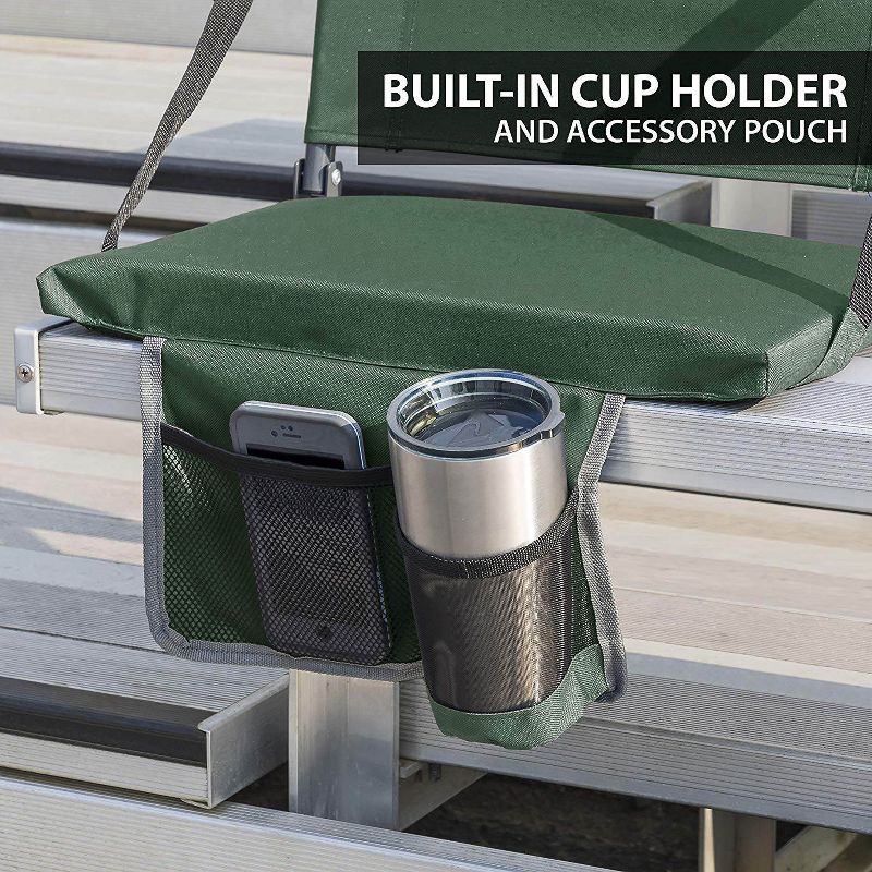 Eastpoint Sports Adjustable Bleacher Backrest Stadium Seat w/ Cup Holder, Green