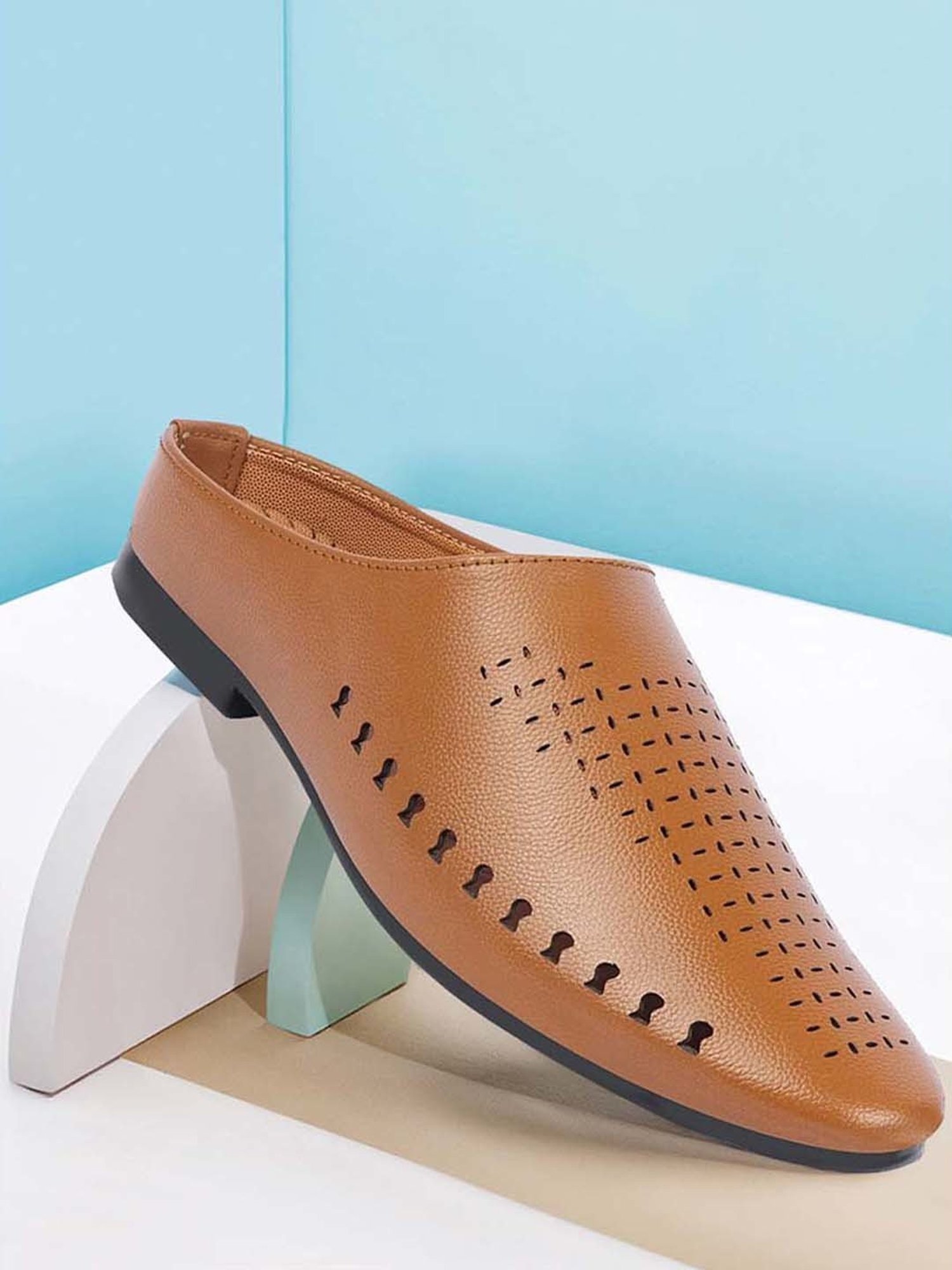 Fausto Men's Tan Mule Shoes