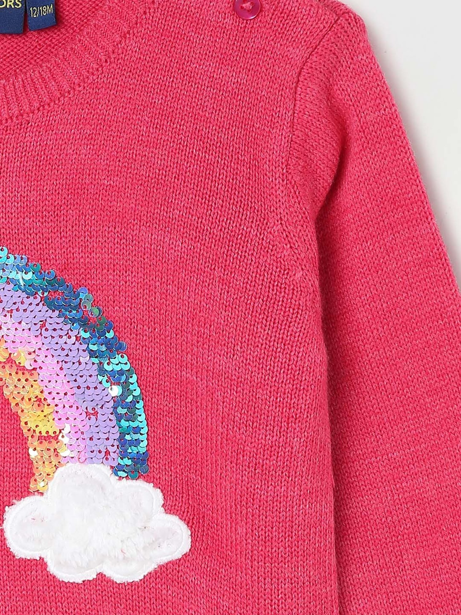 Juniors by Lifestyle Fuchsia Pink Embellished Full Sleeves Sweater