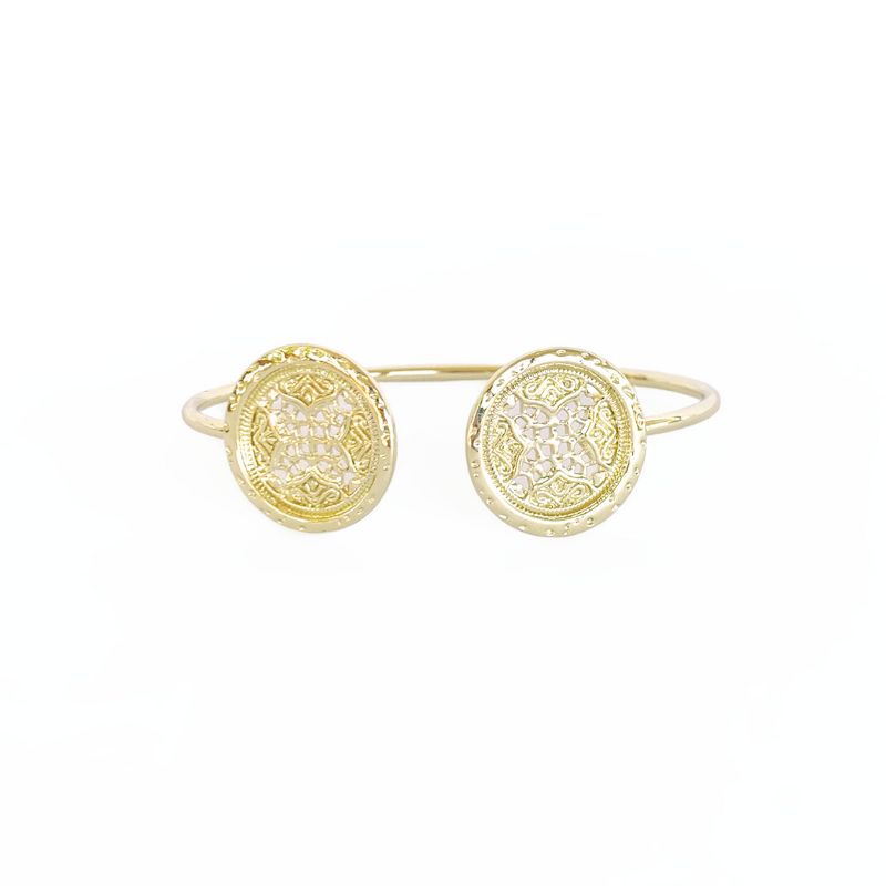 Sanctuary Project Round Rosette Medallion Coin Cuff Bracelet Gold