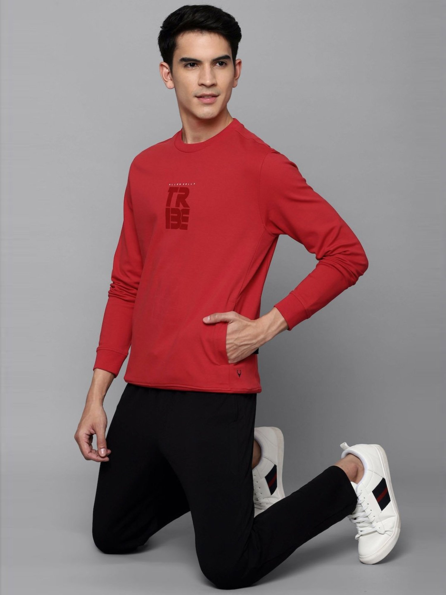 Tribe by Allen Solly Red Regular Fit Printed Sweatshirts