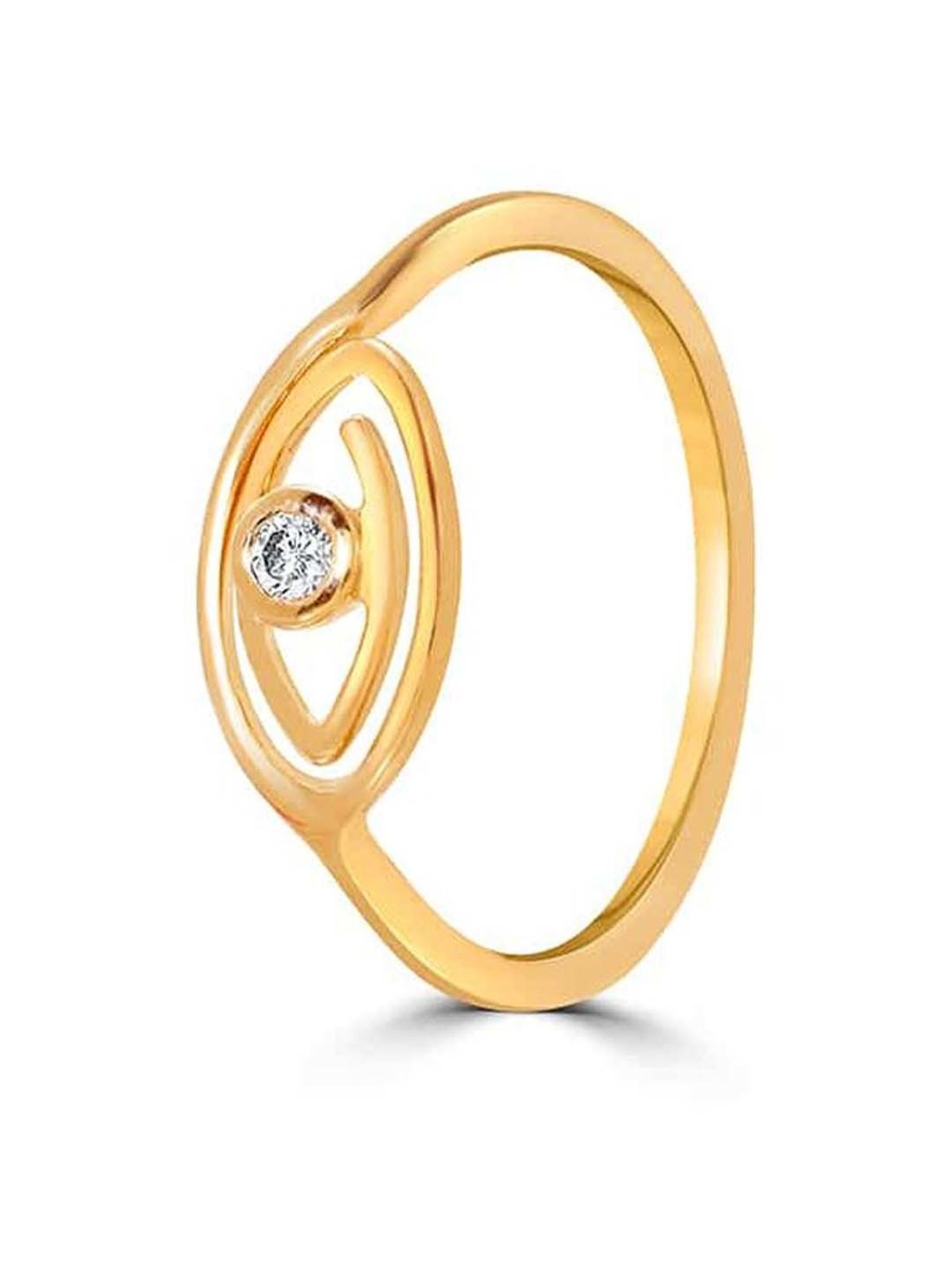 Mia By Tanishq 14K Yellow Gold Concentric Evil Eye Finger Ring for Women