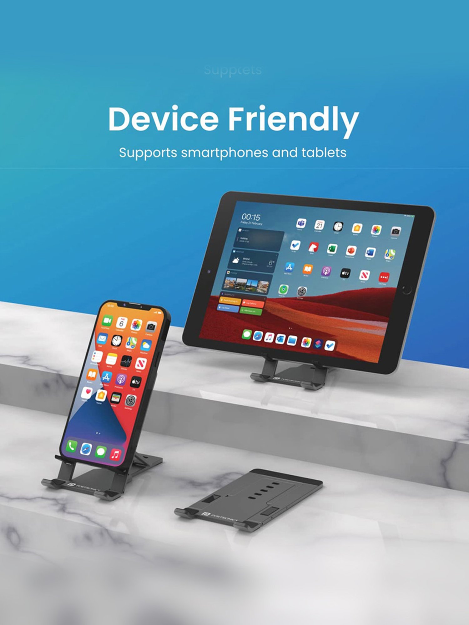 Portronics POR-1780 Modesk One Universal Mobile & Tablet Holder with 5 Adjustable Angles (Grey)