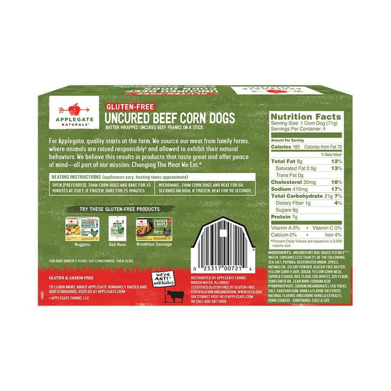 Applegate Gluten Free Uncured Beef Corn Dogs - 10oz