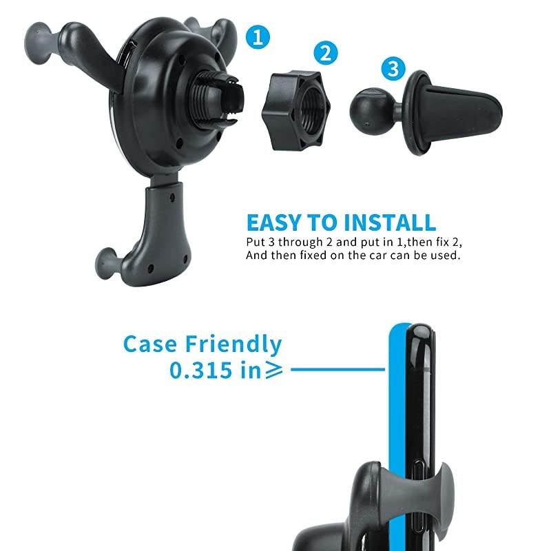 car Charger MountAdjustable BracketGravity SystemFast ChargingCompatible with iPhone Xs MaxXSXXR 8 Plus 8 Samsung Galaxy Fold S9 S9+ S8 S8+ S7 Edge S7 S6 Edge+