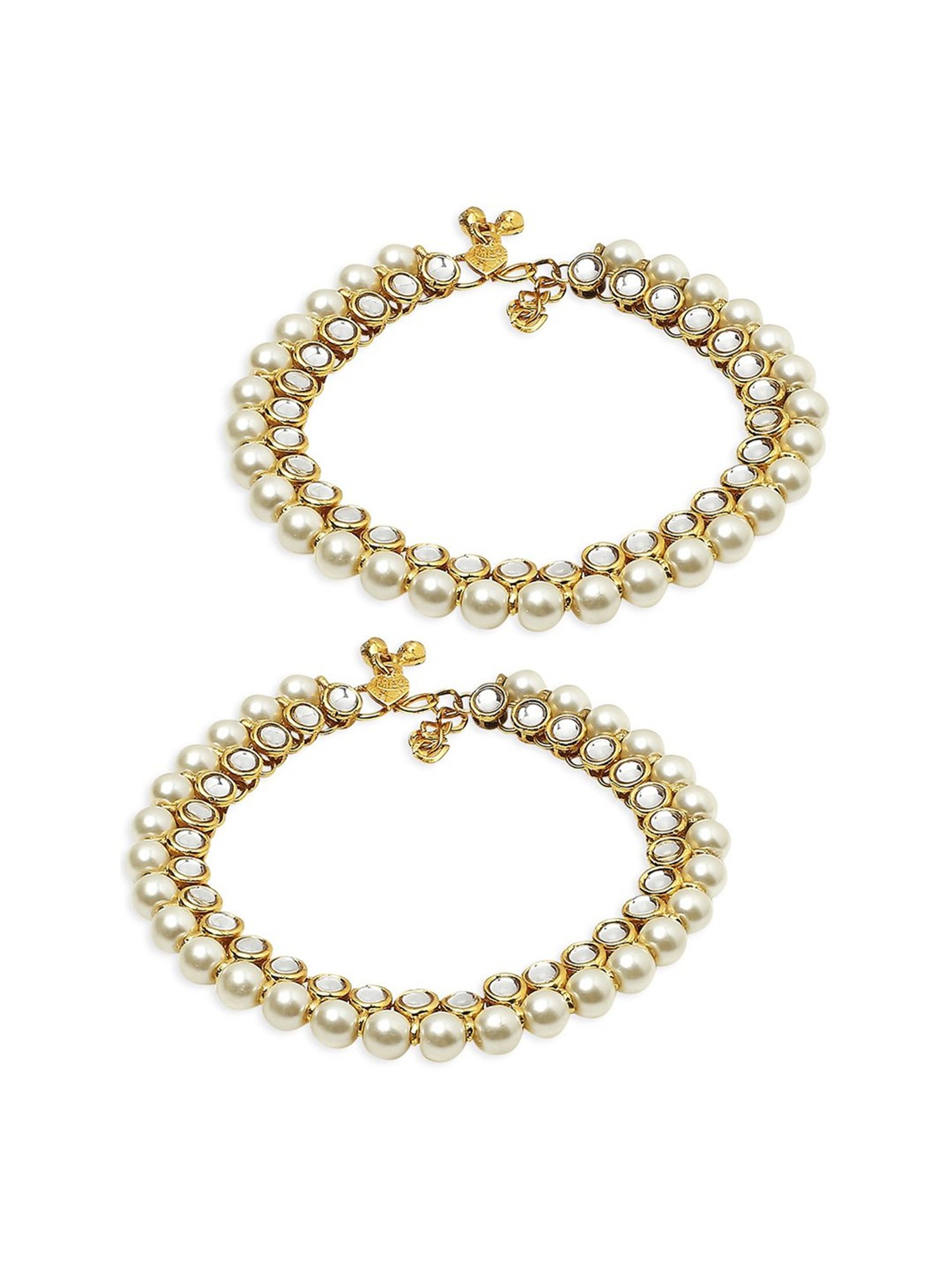 Oomph Gold Tone Kundan Ethnic Anklets - Pair of 1