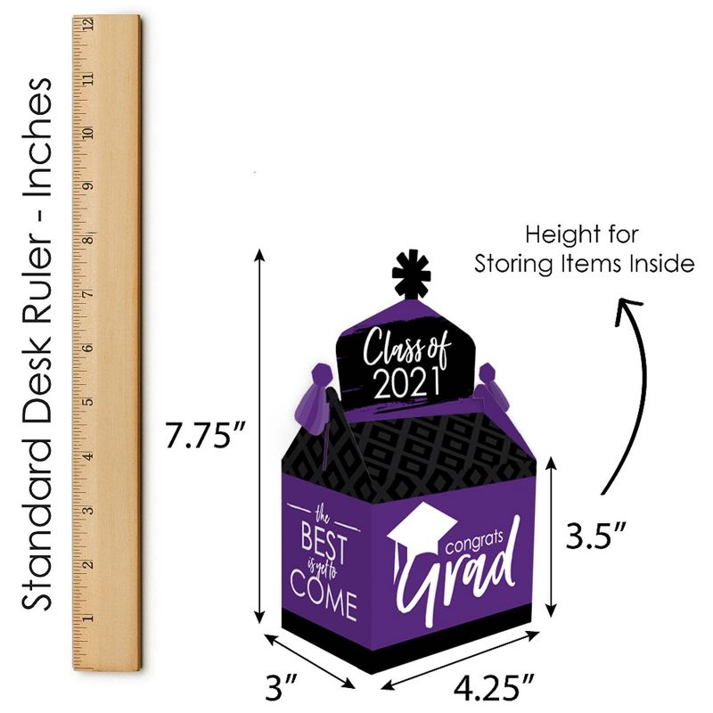 Big Dot of Happiness Purple Grad - Best is Yet to Come - Treat Box Party Favors - 2021 Purple Graduation Party Goodie Gable Boxes - Set of 12