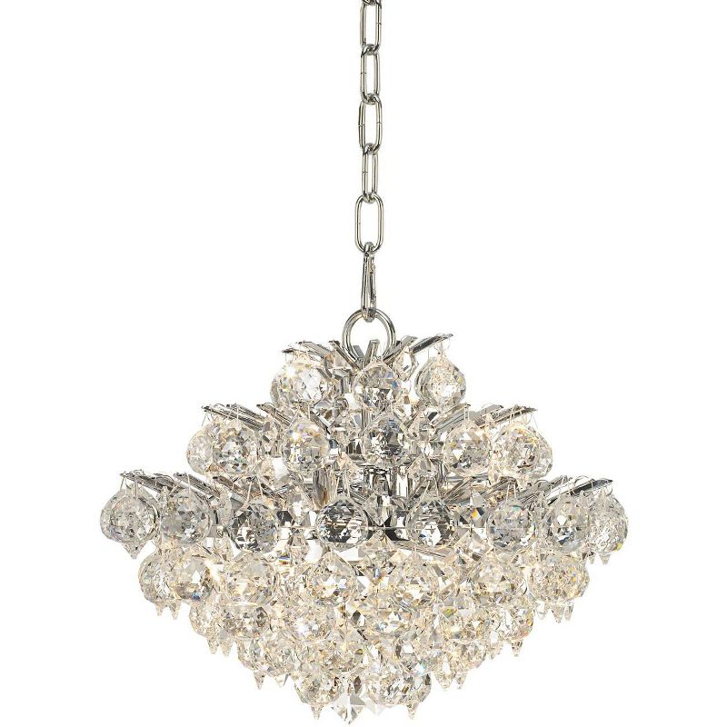 Vienna Full Spectrum Chrome Mini Pendant Chandelier 12" Wide Modern Crystal 3-Light Fixture for Dining Room House Foyer Kitchen
