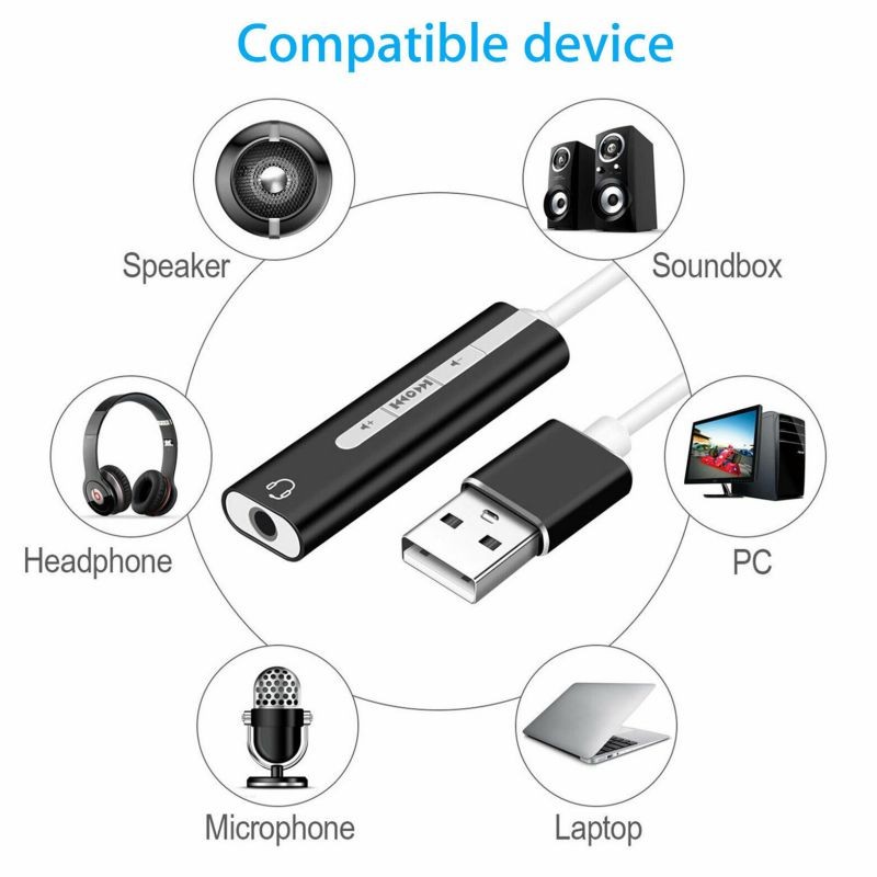 USB to 3.5mm Jack Headphone Stereo External Audio Sound Card Adapter Converter
