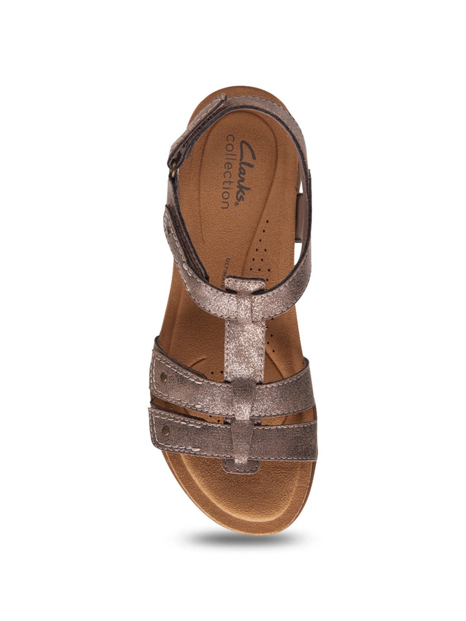 Clarks Women's April Cove Metallic Ankle Strap Wedges