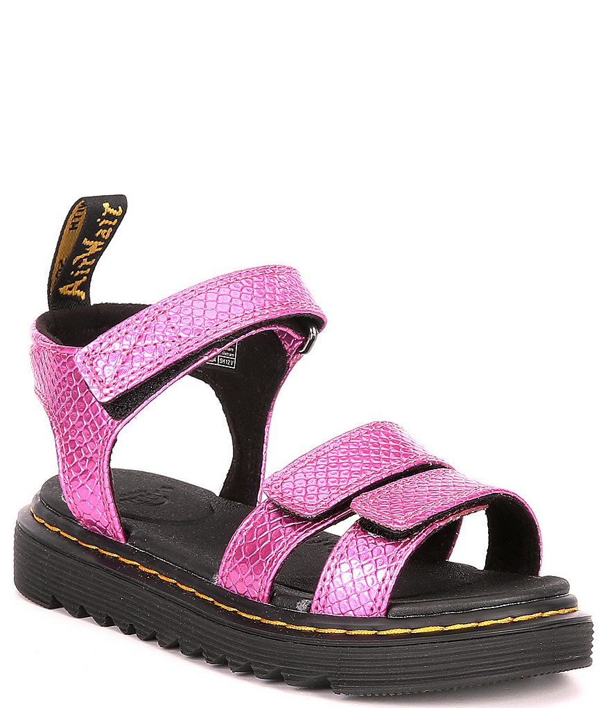 Dr. Martens Girls' Klaire Reptile Print Leather Sandals (Youth)