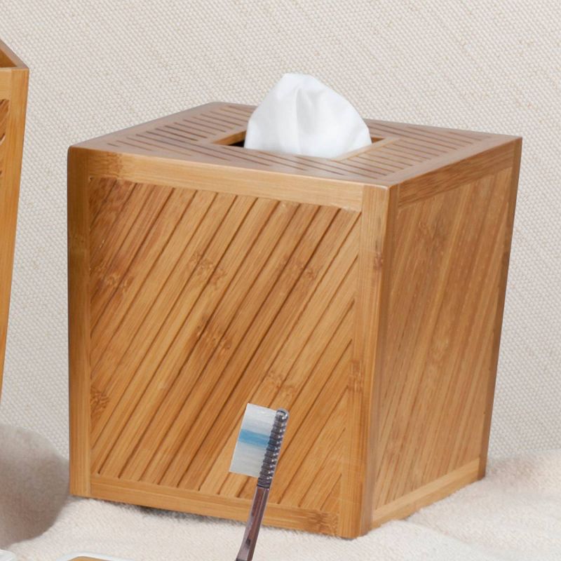 Spa Bamboo Tissue Box Cover Wood - Creative Bath