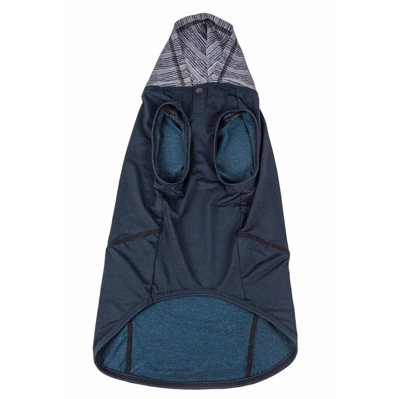 Pet Life Active Pull-Rover 4-Way Stretch Two-Toned Performance Sleeveless Hoodie Dog T-Shirt - Navy Blue - XL
