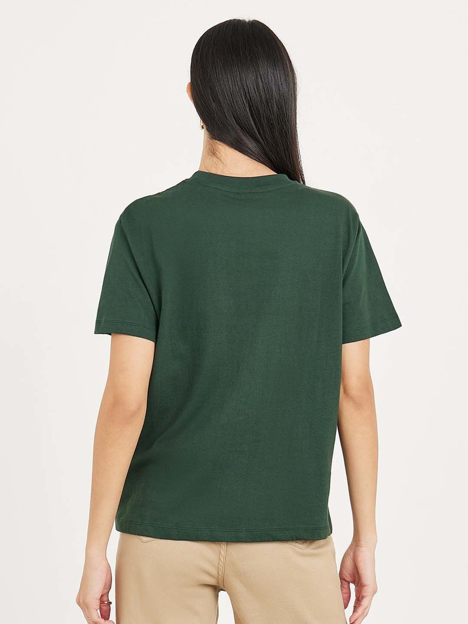 Styli Green Cotton Printed T-Shirt