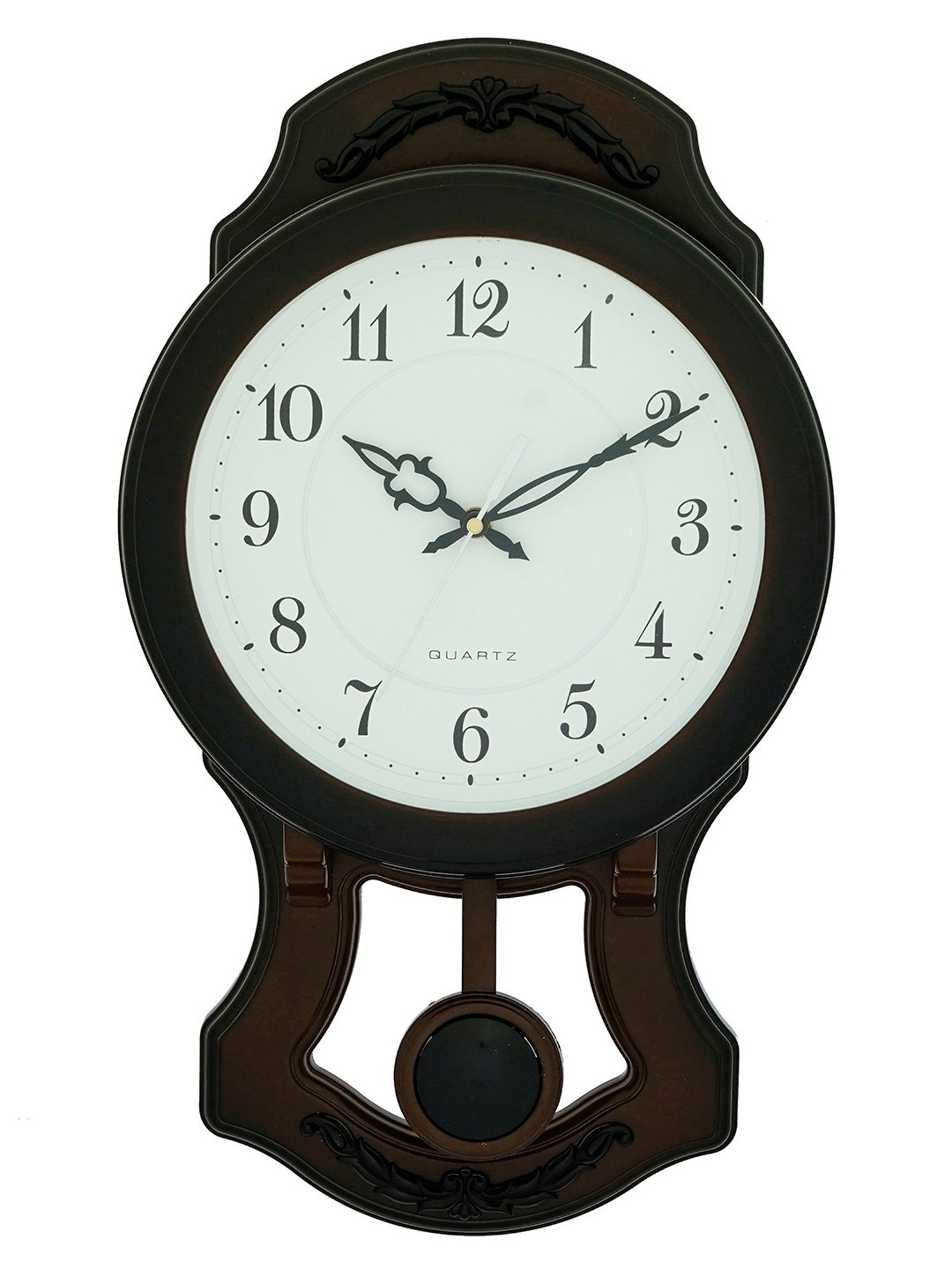 CHRONIKLE Elegant Vertical Black & Brown Plastic Wall Clock