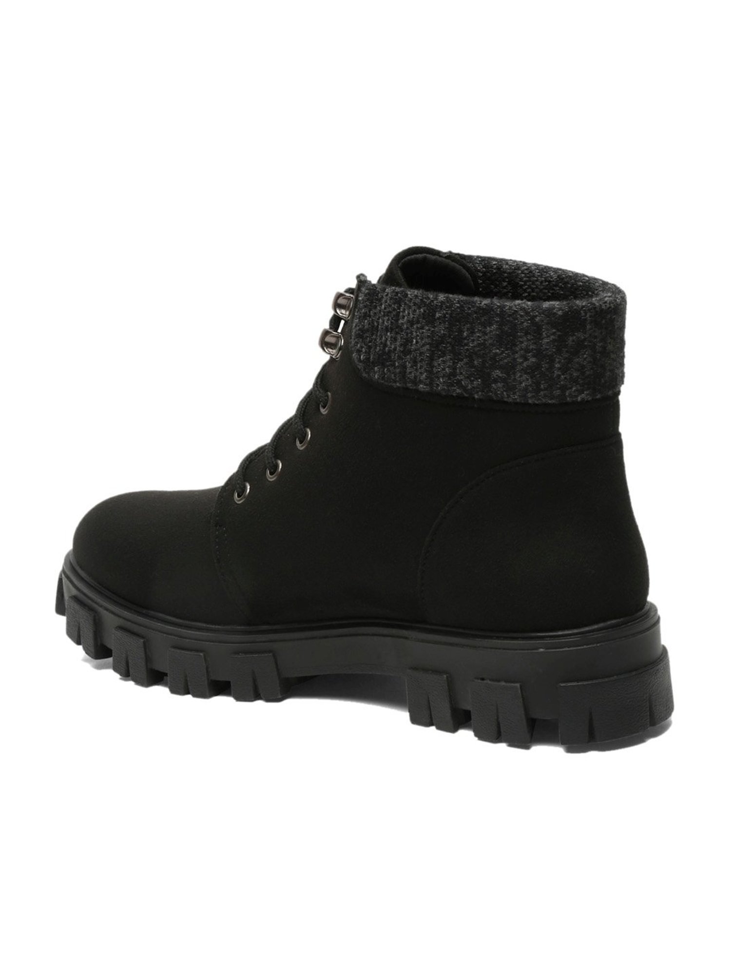 Flat N Heels Women's Black Derby Boots