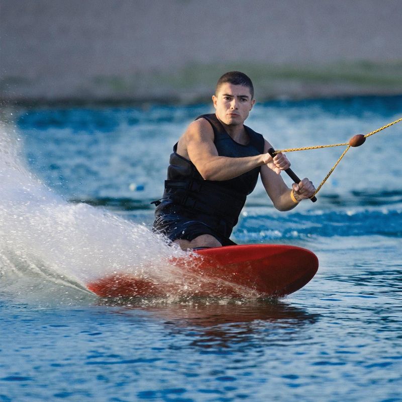 Driftsun DS-KB-CH Water Sports Charger Kneeboard for Boating with Hook, Knee board for Lake or Beach, 54 x 20 Inches Rounded &ldquo;V&rdquo; Shape Hull, Red