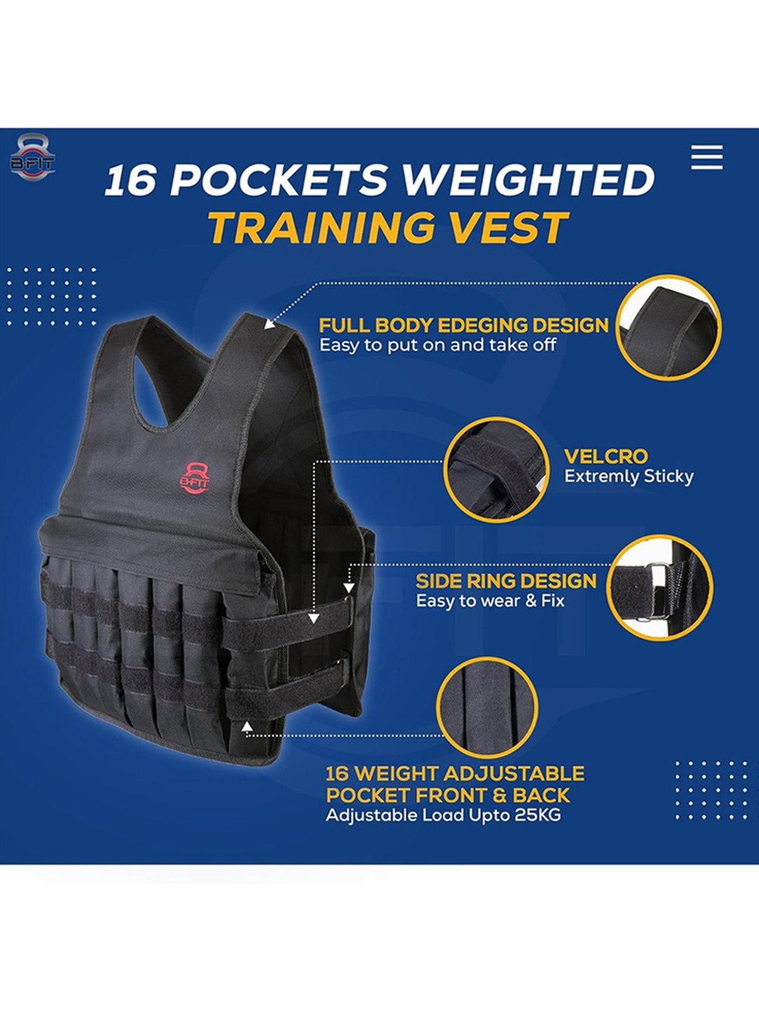 B Fit 10 Kg Weighted Vest Jacket (Black)
