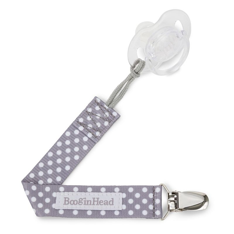 BooginHead 2pk PaciGrip Pacifier Clip Pacifier Holder - Gray Chevron Gray Dots