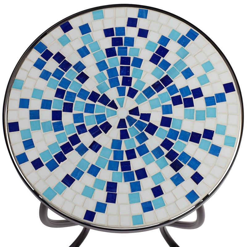 Teal Island Designs Multi Blue Mosaic Black Iron Outdoor Accent Table