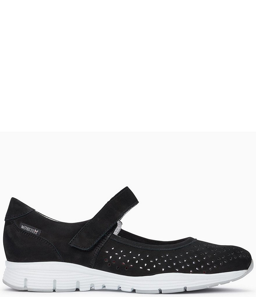 Mephisto Perforated Leather Flat Mary Janes