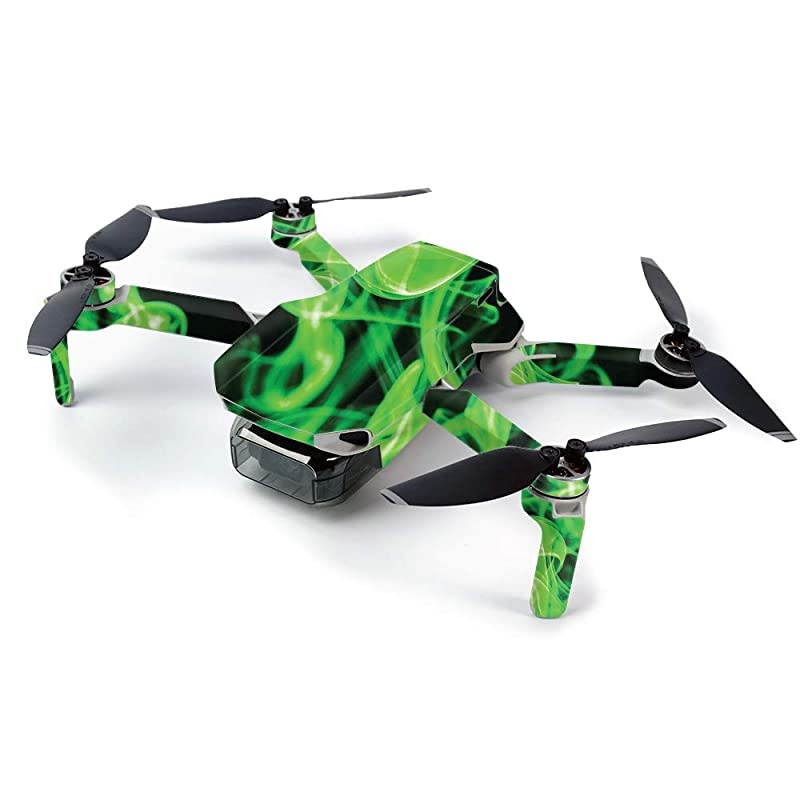 Skin for DJI Mavic Mini Portable Drone Quadcopter Green Flames | Protective Durable and Unique Vinyl Decal wrap Cover | Easy to Apply Remove and Change Styles | Made in The USA