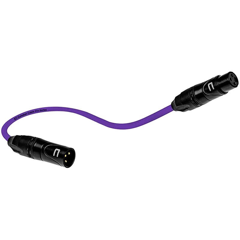 XLR Cable Male to Female - 1 Feet Purple - Pro 3-Pin Microphone Connector for Powered Speakers, Audio Interface or Mixer for Live Performance & Recording