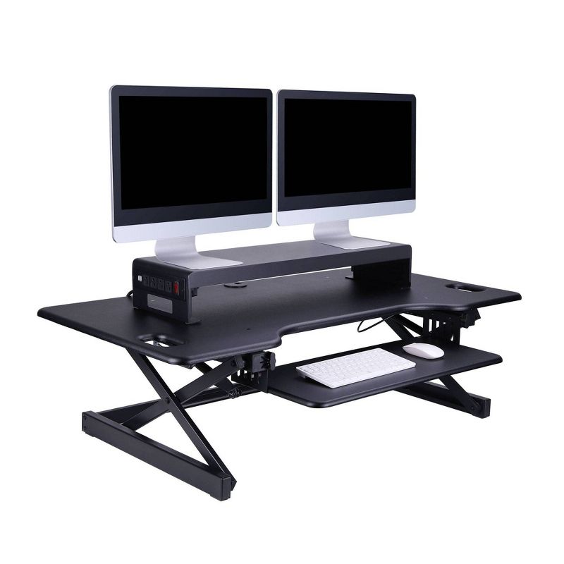 Double Articulated Dual Monitor Desk Mount with Power Black - Rocelco