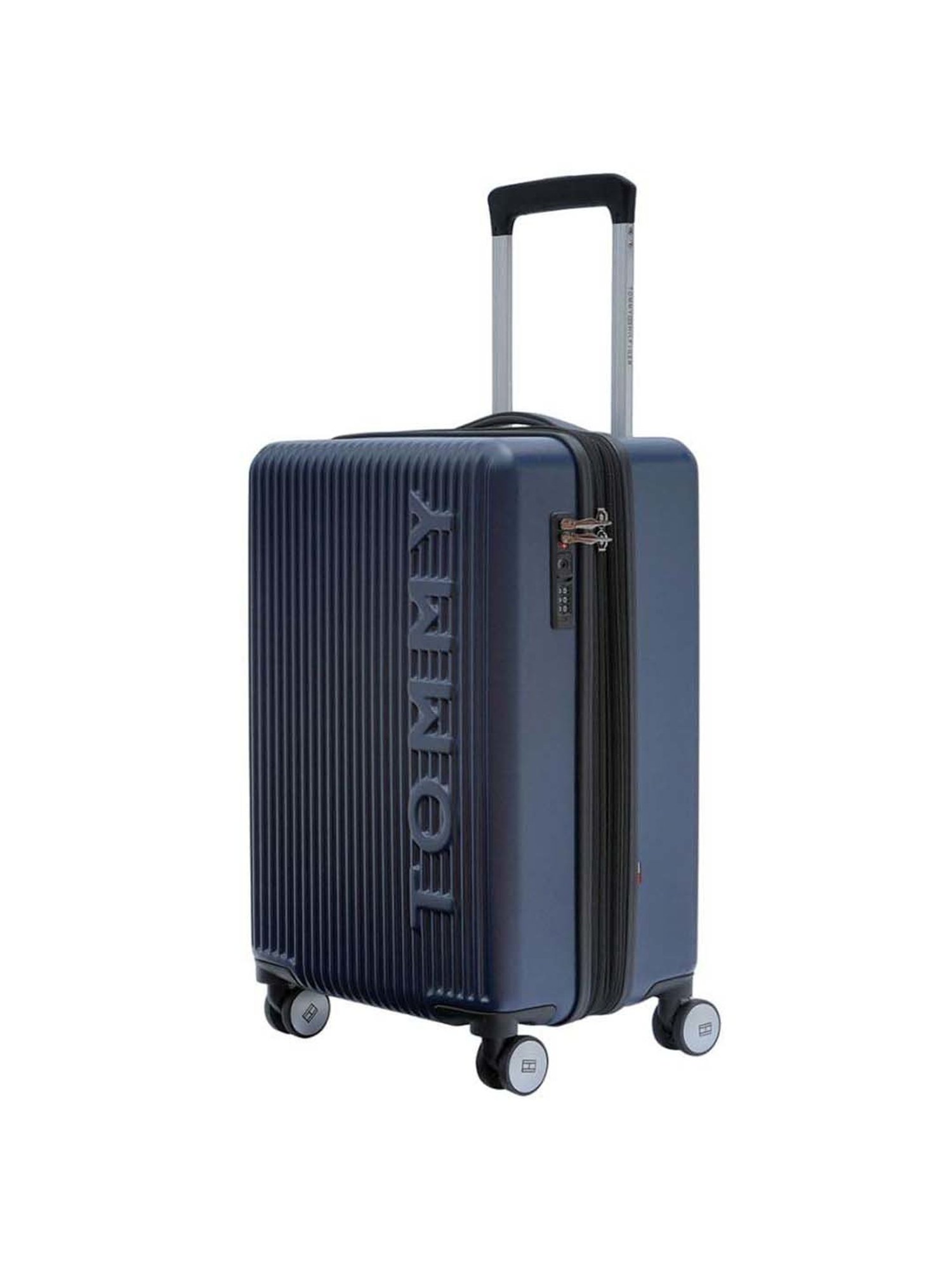 Tommy Hilfiger Empire X Navy Textured Hard Cabin Trolley Bag - 57 Cms