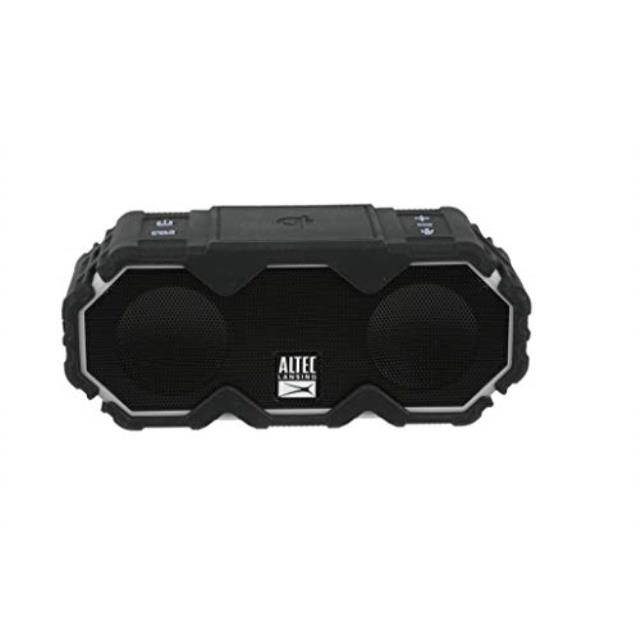 altec lansing mini lifejacket jolt bluetooth speaker with qi, up to 16 hours of battery life, waterproof portable speaker, voice assistant, black