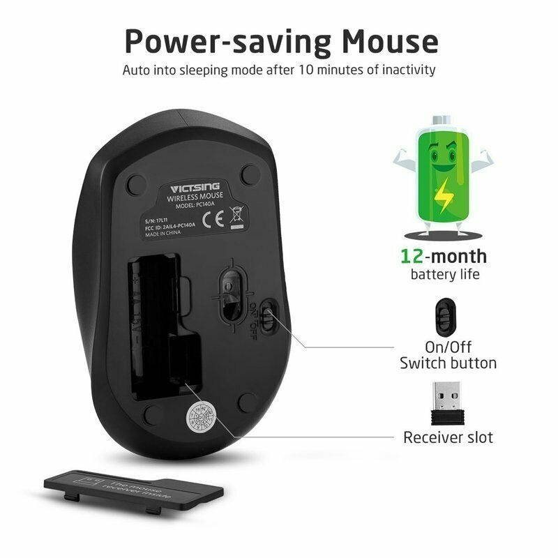 Ergonomic 2.4G Wireless Mouse Mice 3 Adjustable DPI For PC Laptop Win10