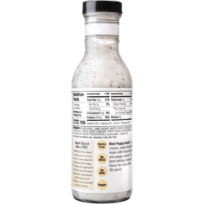 Briannas Home Style Rich Poppy Seed Salad Dressing - 12fl oz