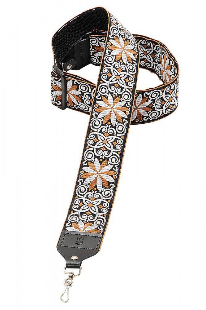 Levy's M10HT-13 2" Hootenanny Jaquard Weave  Banjo Strap - Gold flowers