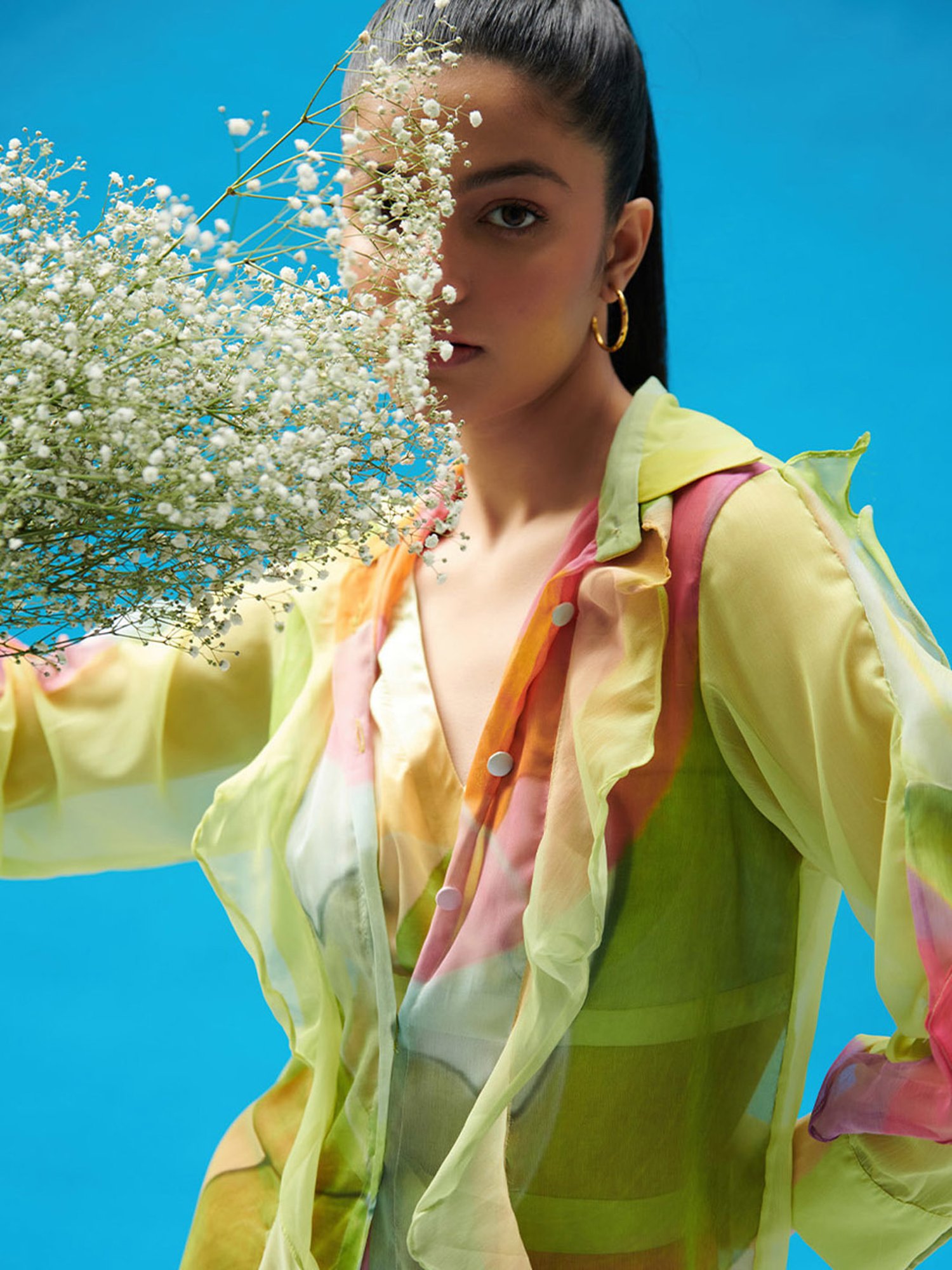 Cin Cin Ruffled Long Shrug With Brallete And Pants