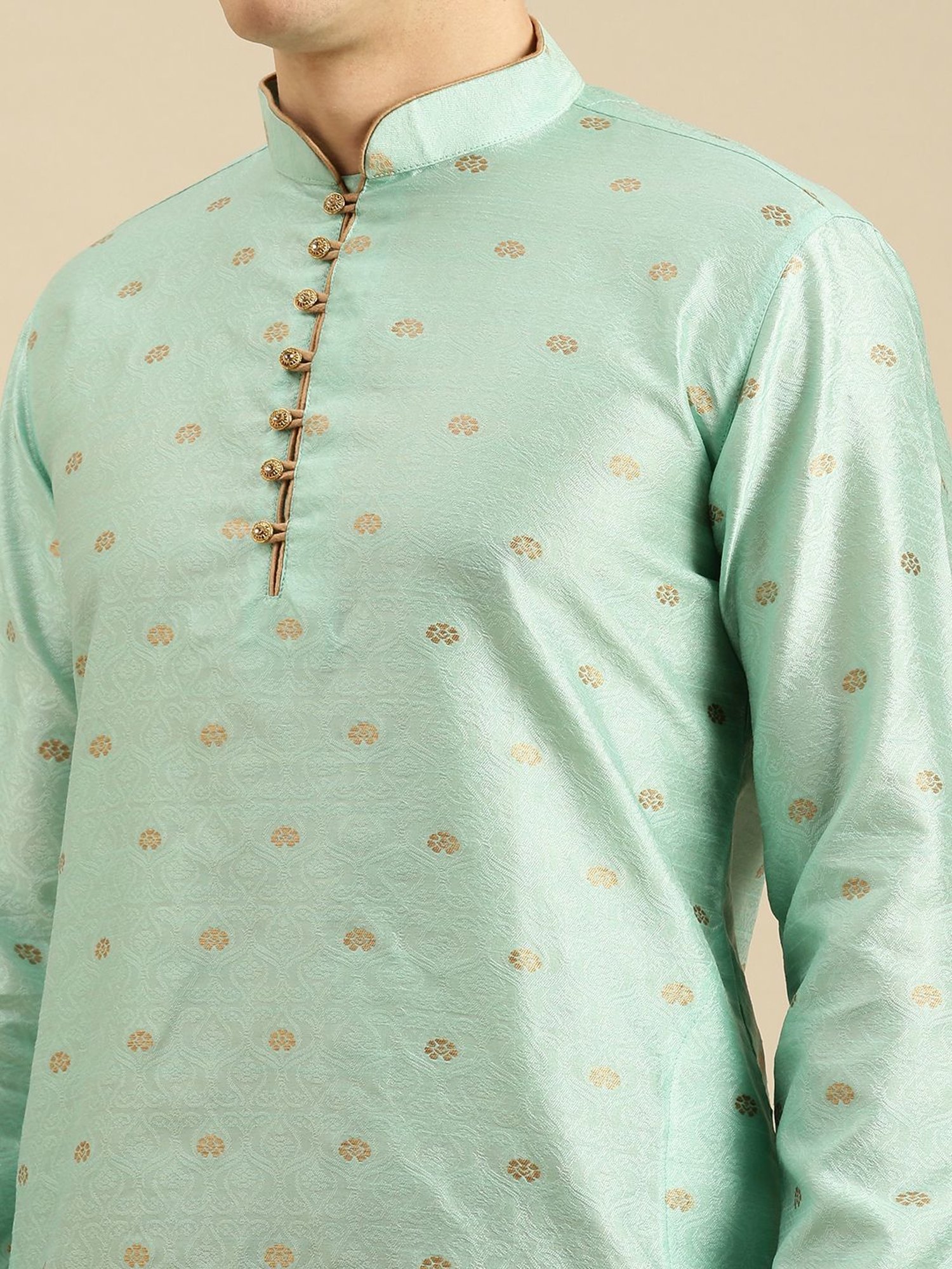 Sanwara Green Regular Fit Self Pattern Kurta Sets