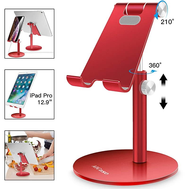 Adjustable TabletPhone Stand  Telescopic Adjustable iPad Stand HolderUniversal Multi Angle Aluminum Stand Compatible with iPhone Smart Cell PhoneTabletiPad413 inch Red