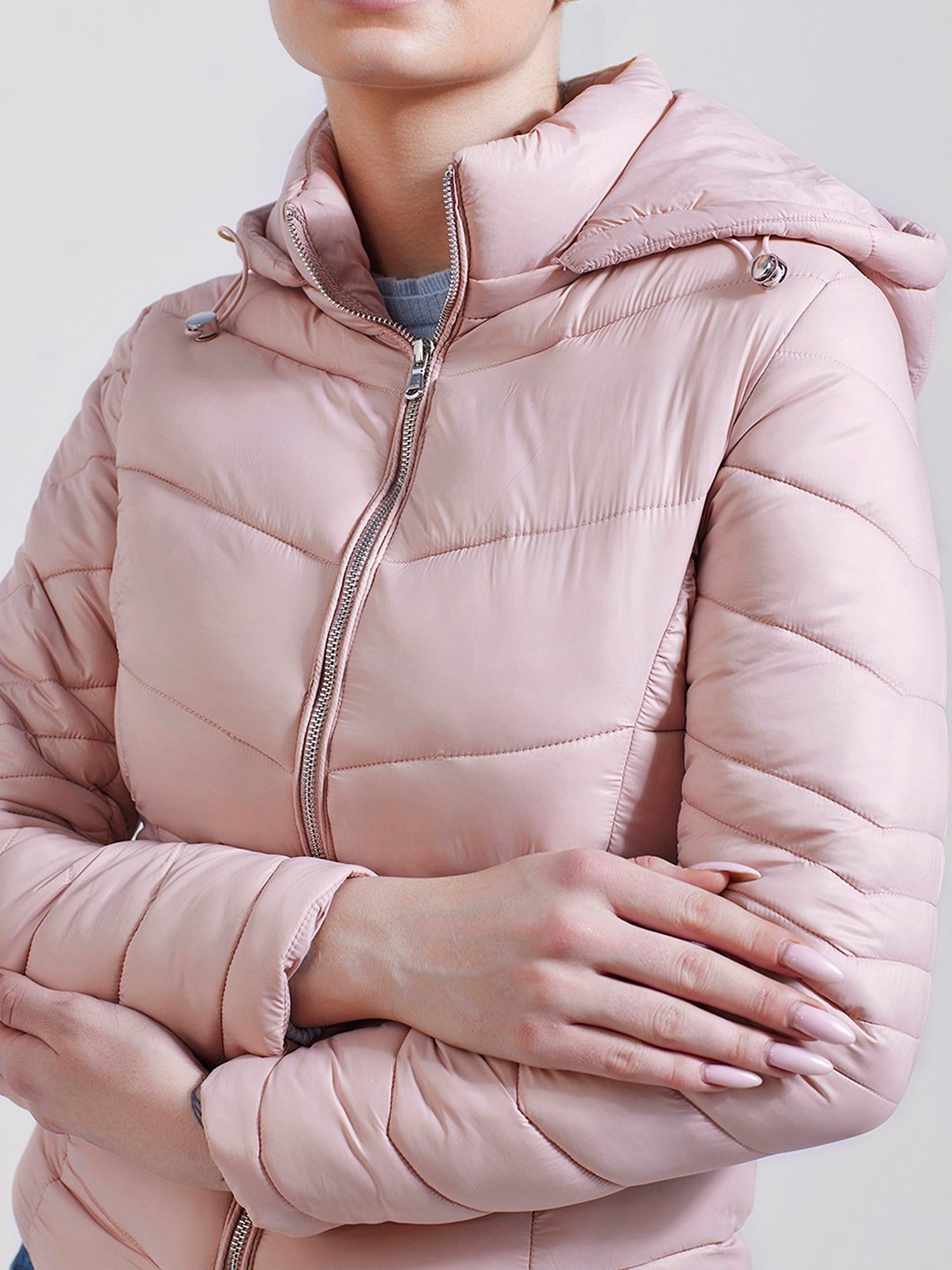 Cover Story Pink Regular Fit Puffer Jacket