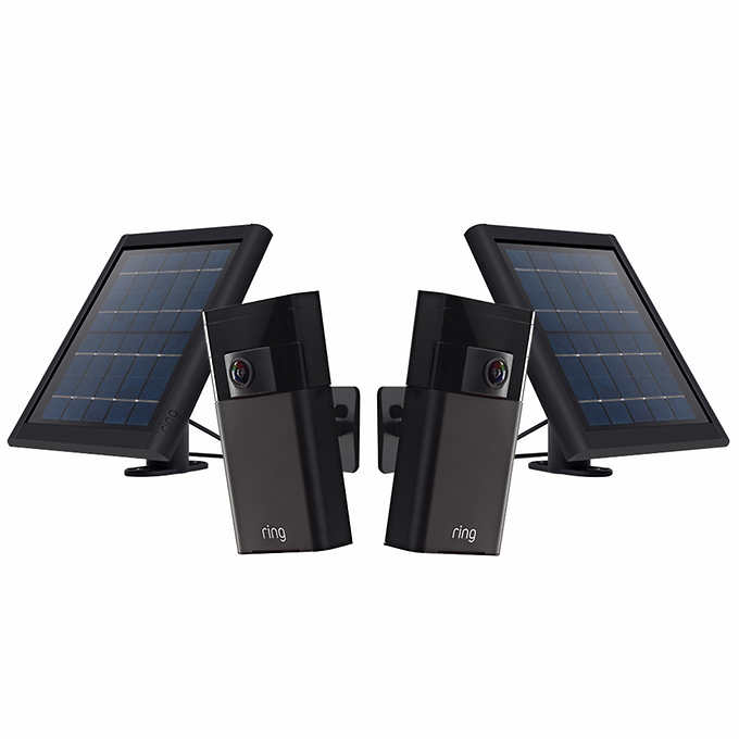 Ring Stick Up Camera Bundle Security Surveillance System with Solar Panel Weatherproof Two-Way Talk