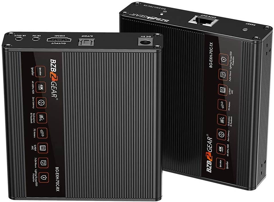 BZBGEAR 4K 18Gbps HDMI Extender with Bi-Directional IR and Zero Latency up to 70m