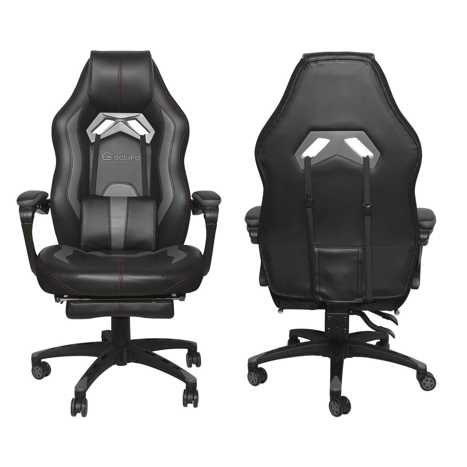 Ergonomic Gaming Chair, Home Office Computer Game Chair, Height Adjustment Recliner 360&deg; Swivel Rocker With Retractable Padded Footrest And Lumbar Pillow E-Sports Chair Super High-back Computer Chair