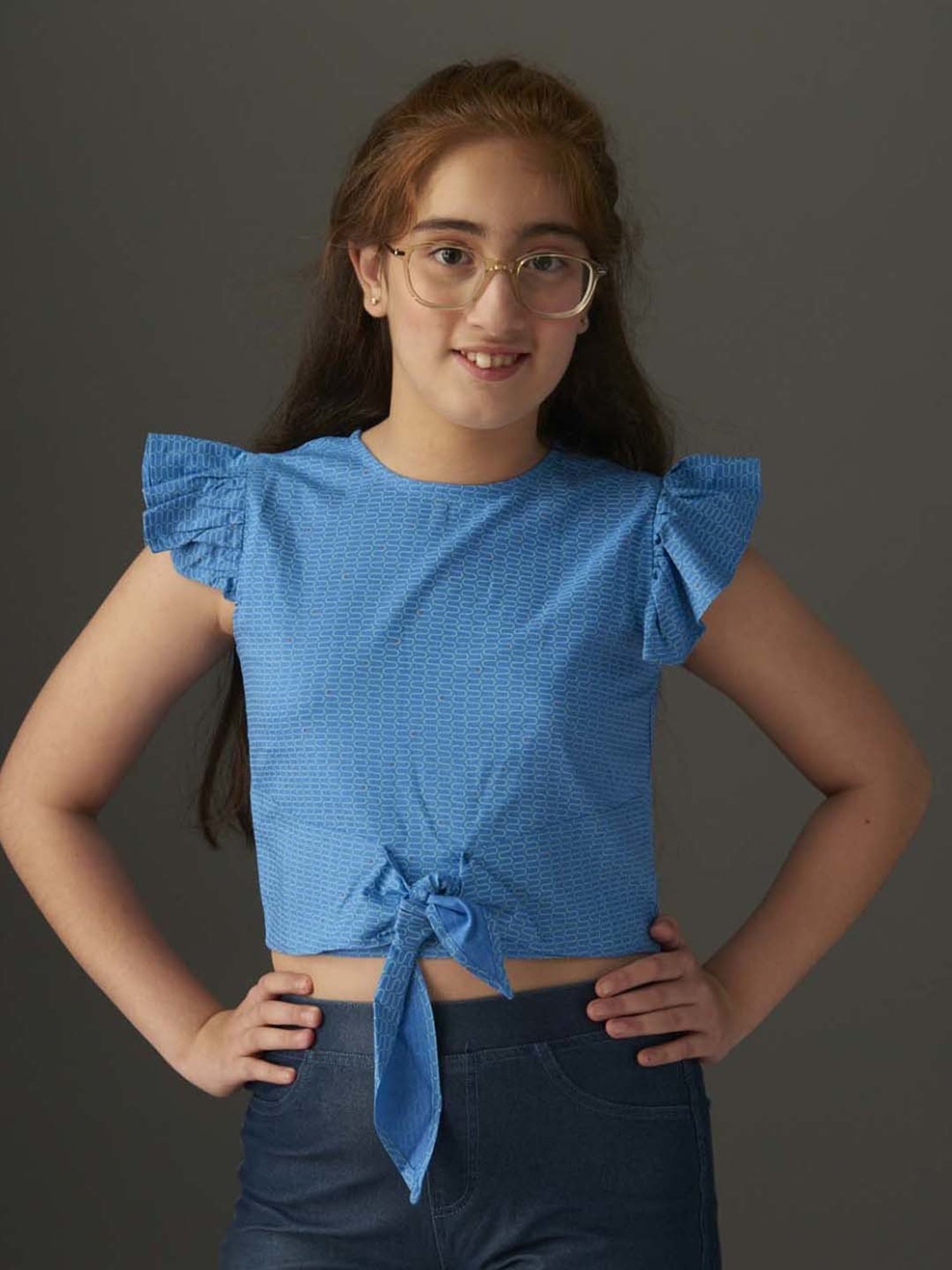 KidsDew Kids Blue Cotton Printed Top