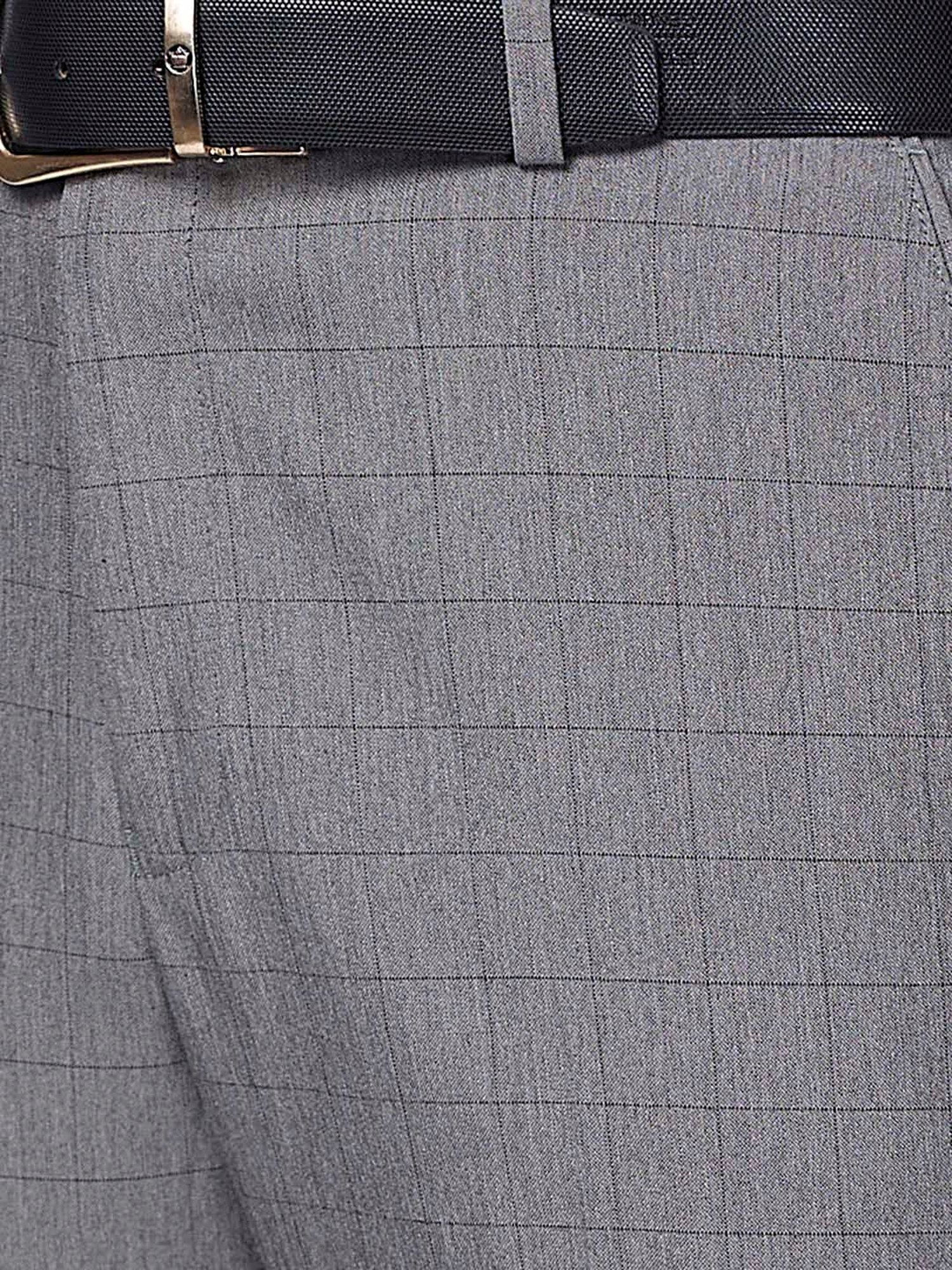 Park Avenue Grey Regular Fit Check Flat Front Trousers