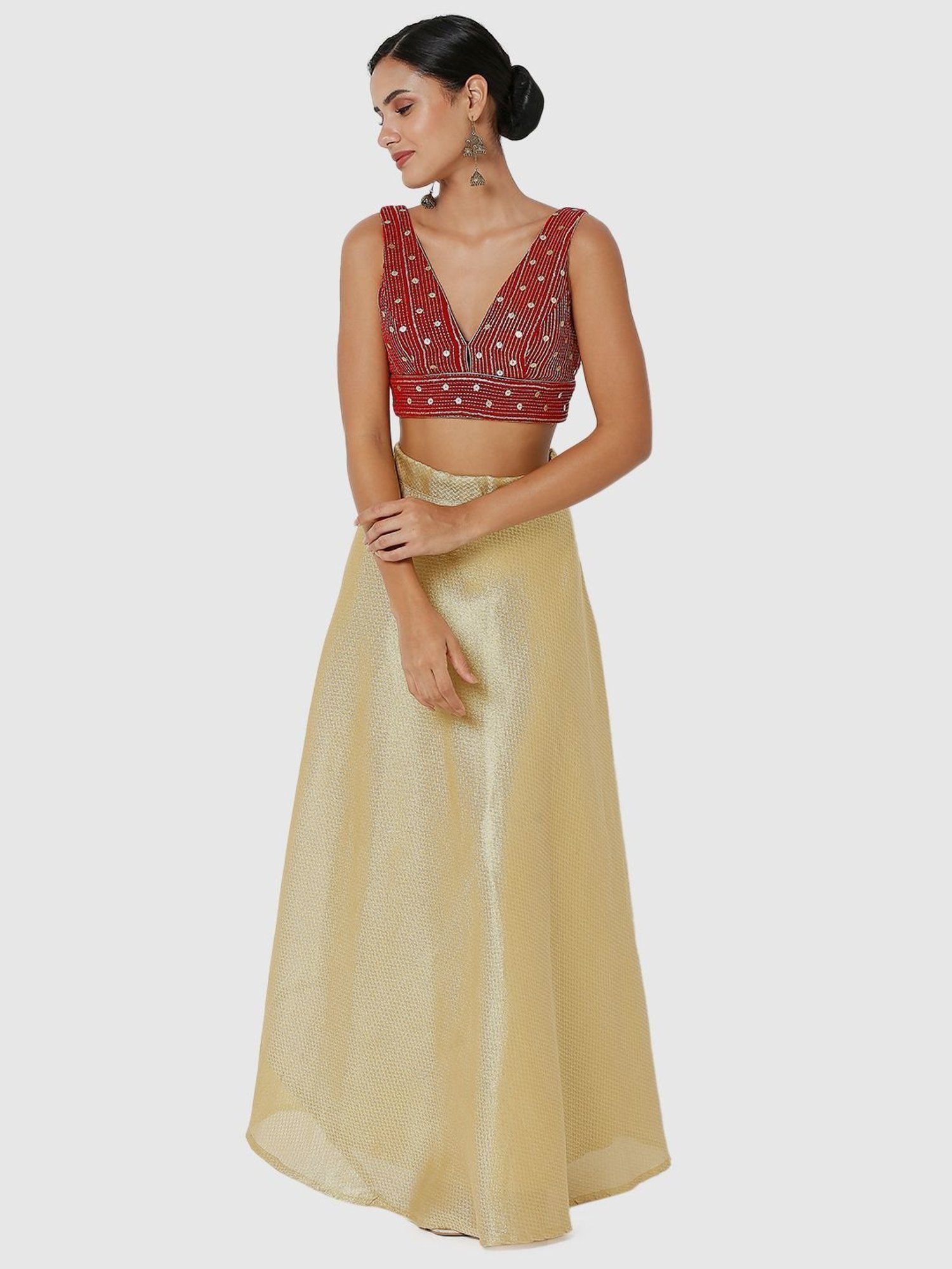 Salwar Studio Red Embellished Readymade Blouse